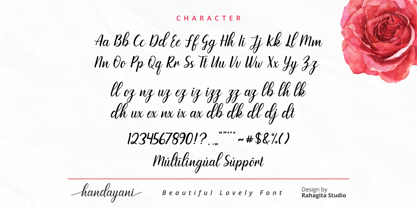 Beispiel einer Handayani Regular-Schriftart